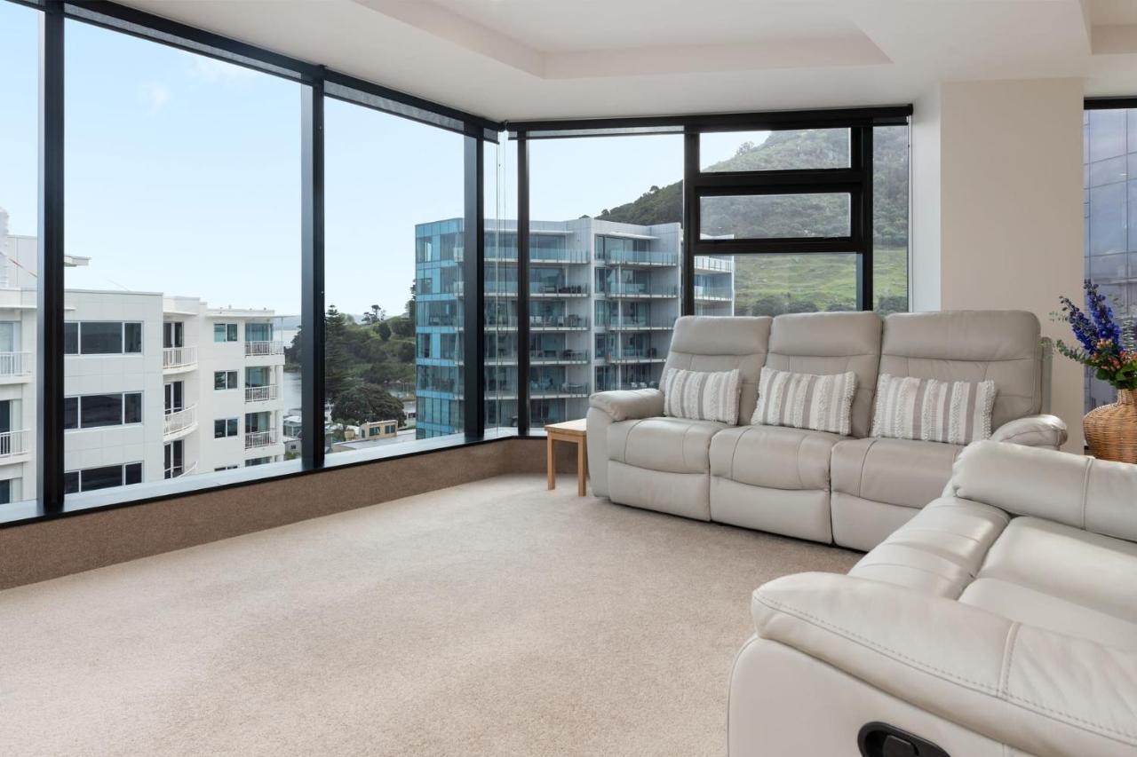 마운트마운가누이 Superb Elevated Views Of Harbour With Heated Pool, Gym & Parking 아파트 외부 사진